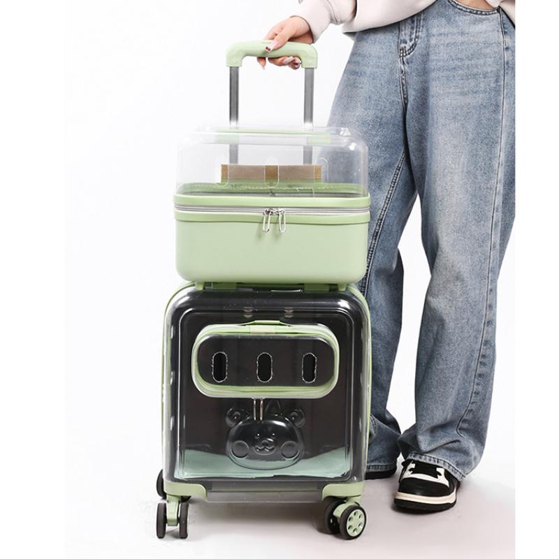 Portable Cat Bag 2 Layers Design for Outdoor Pet Trolley Case Transparent Panoramic Transport Cage Multifunctional Cat Handbag