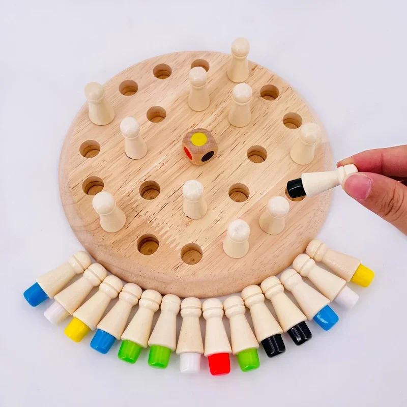 Non-Toxic Wooden Memory Match Stick Chess Color Game Board Puzzles Montessori Educational Toy Cognitive Ability Learning Toys For Children