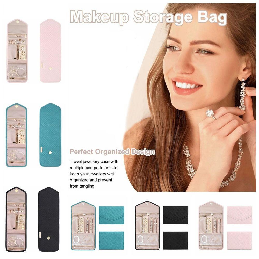 Polyester Jewelry Storage Roll Bag Large Capacity Roll Jewelry Organizer  Cosmetic Storage
