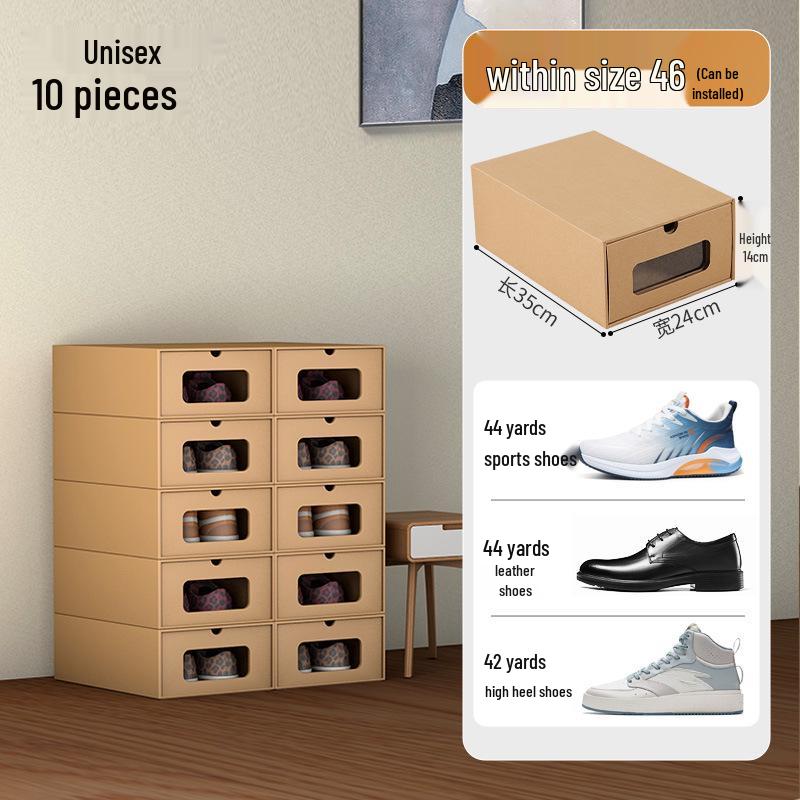 Schuhregal: Platzsparende transparente Kraftpapier-Aufbewahrungsboxen