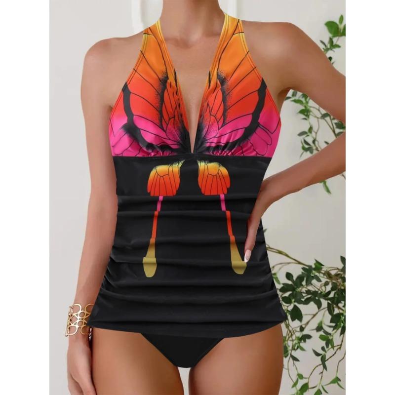 

Большой размер цельный купальник бикини женский принт дизайн трансграничный 2025 новый стиль купальники женский модный 3XL оранжевый