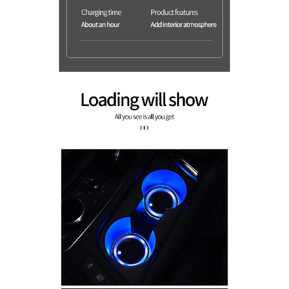 7 Colors Car Coasters Car Cup Holder Gradual Breathing Neon Lamp LED Light Mats Bottle Light Sensor Atmosphere Car Accessories Cup Holders 5