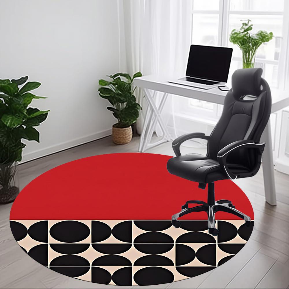 1pc Black and White Abstract Pattern Office Round Area Rug, Mat Suitable For Office, Under Office Chairs Bedroom Living Room Home Decor, Room Deco