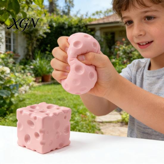 Classroom Sensory Toy Cheese Squeeze Slow Rising Stress Relief Soft Rebound Foam Texture Cube Fidget for Office Home Use