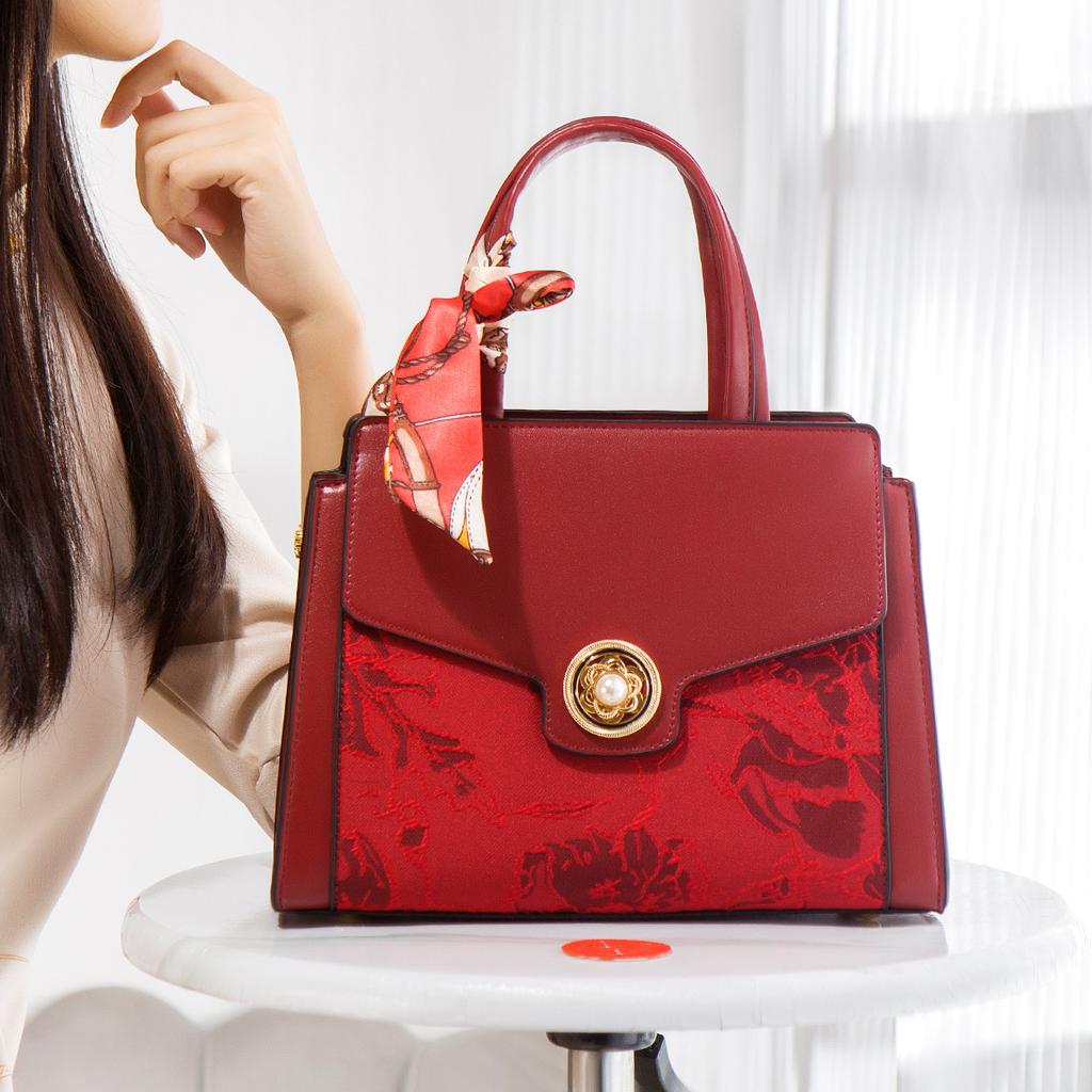 New Chinese-style Vintage Wedding Mother Bag 2024 Spring-summer New Large-capacity Fashionable Red Bridal Wedding Handbag