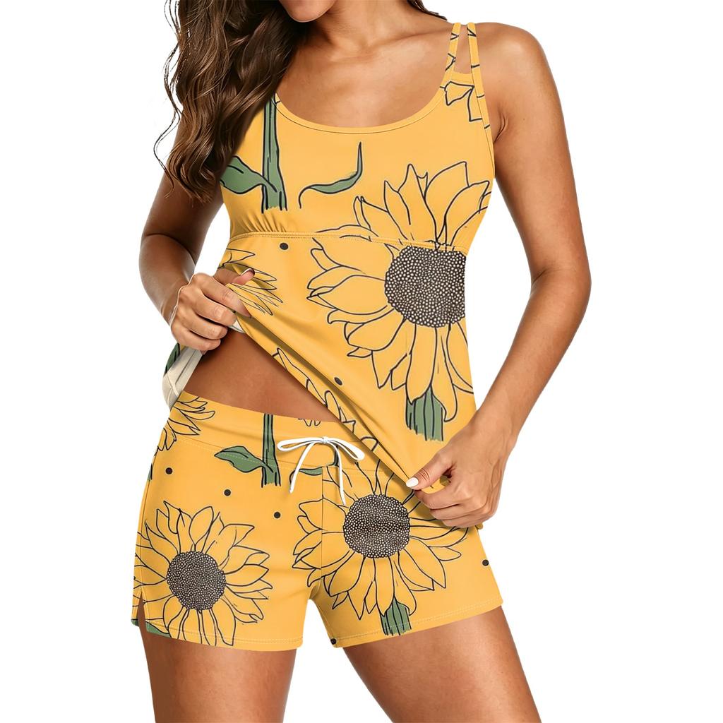 Women's Printed Split Swimsuit Sport Swimsuit Two-Piece Set