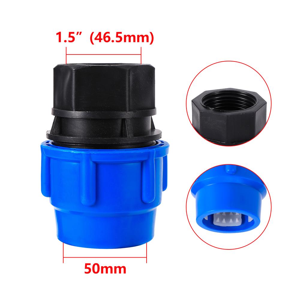 20/25/32/40/50mm PE Pipe Connector Adapter Conversion Female Thread 1/2" 3/4" 1" 1.2" 1.5" Watering Irrigation Accessories