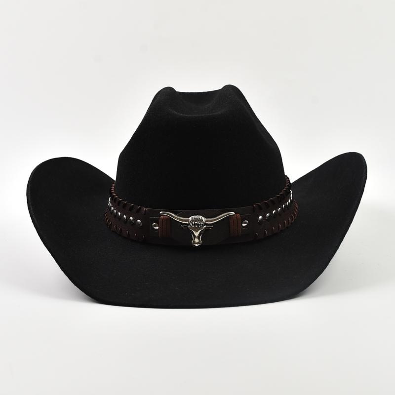 100% Wool Cowboy Hats Autumn and Winter Lady Cowgirl Jazz Hat Men's Western Curved-brimmed Felt Fedora Hat