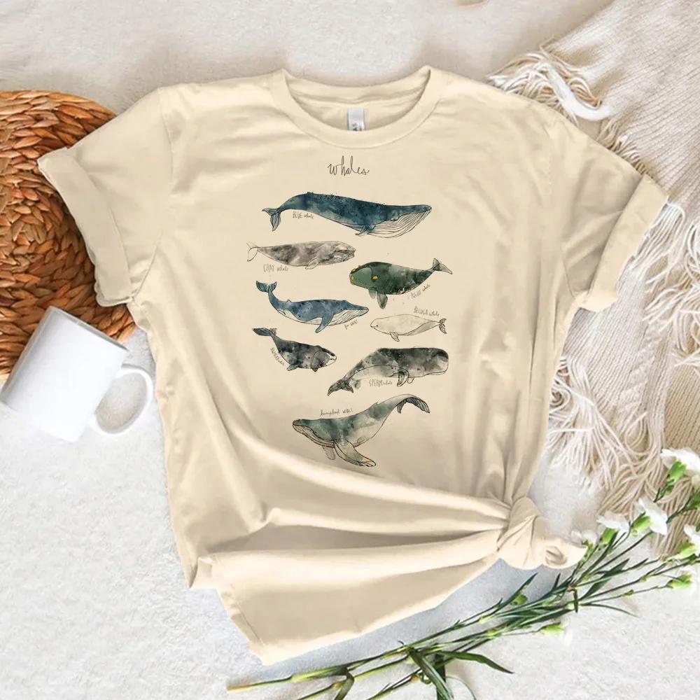 Whale Print Tshirt Women Summer Anime T-shirts Female Y2k Anime Clothing Graphic T Shirts Women Clothes