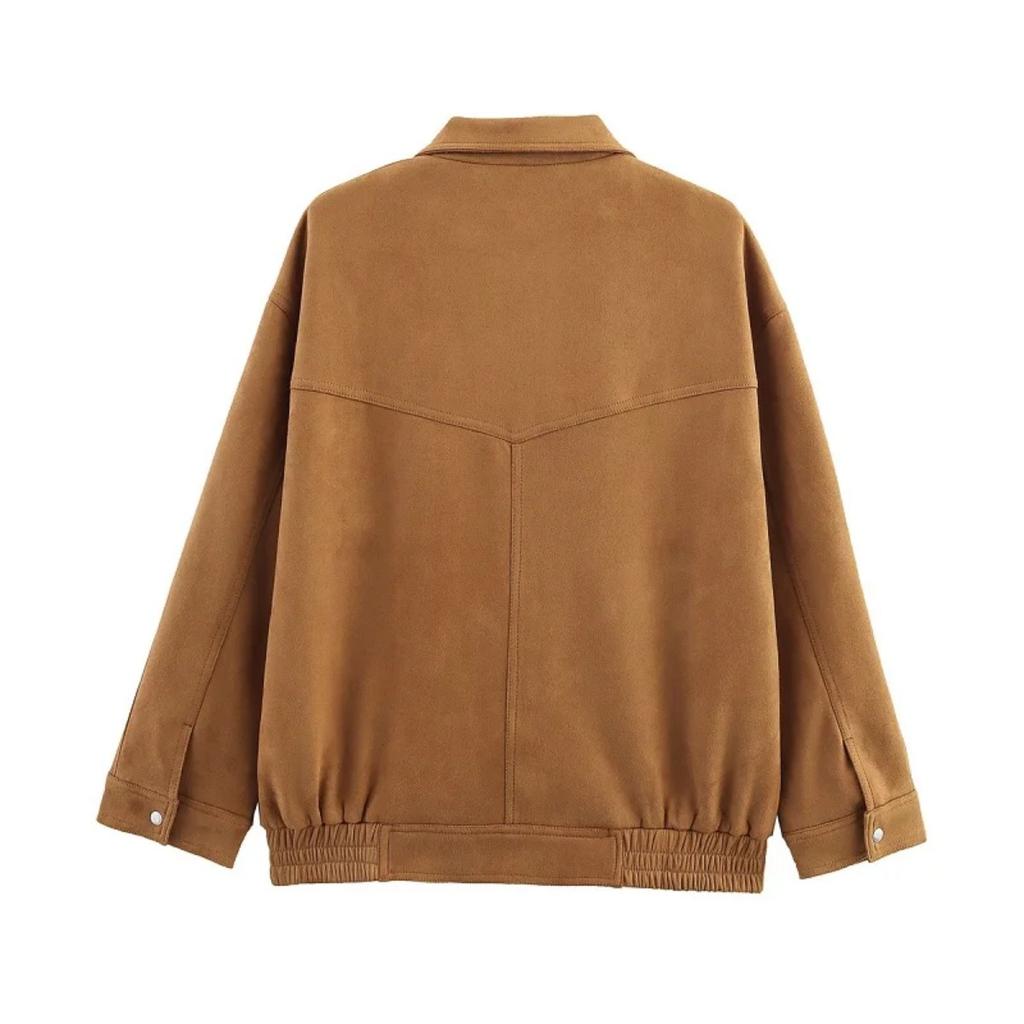 Bomber Jackets for Women Outerwears Suede Jacket Women Streetwear Holiday Women Coats Zipper