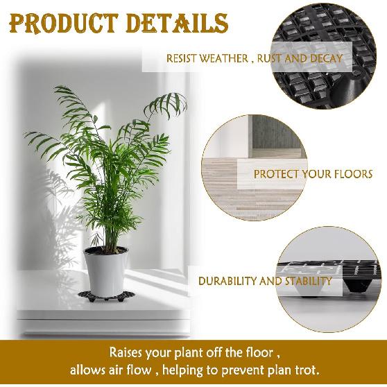 8Pcs Plant Stand Indoor Outdoor, Plant Level Pot Elevator- 2 Size Plant Riser Holder Plastic Floor Protector Plant Trivet, Heavy Planter Holder for