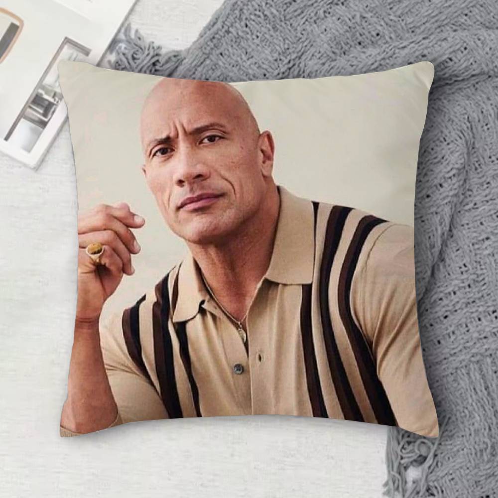 D-Dwayne Johnson Double-Sided Printed Square Decorative Cushion Cover For Sofa Living Room Home Decor