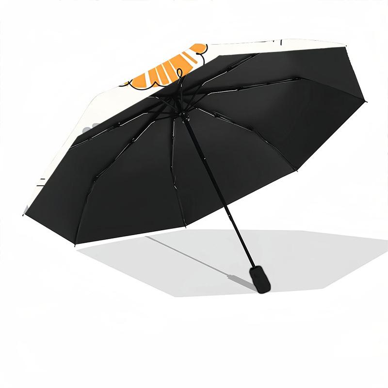 1pc Lion Face Pattern Automatic Folding Umbrella Durable Iron Frame,All Seasons Home Travel Outdoor Multifunctional Umbrella Yy251115119