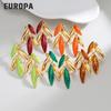 Elegant Bamboo Leaf Stainless Steel Drip Earrings - Chinese Style Niche Fashion for Autumn and Winter.