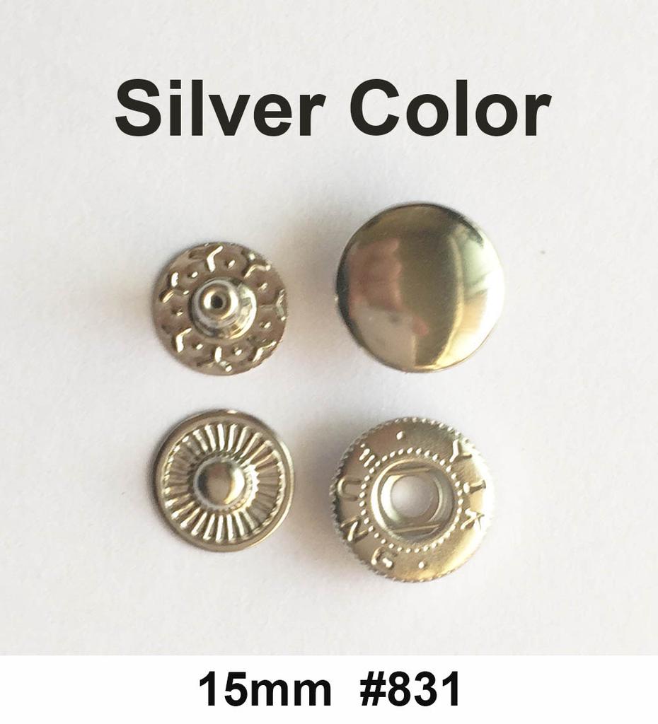 Round Metal Snaps Button For Leather Clothes Bags Snap Fastner Press Studs Kit Tool Installer Silver Buttons 831/633/655/201/203