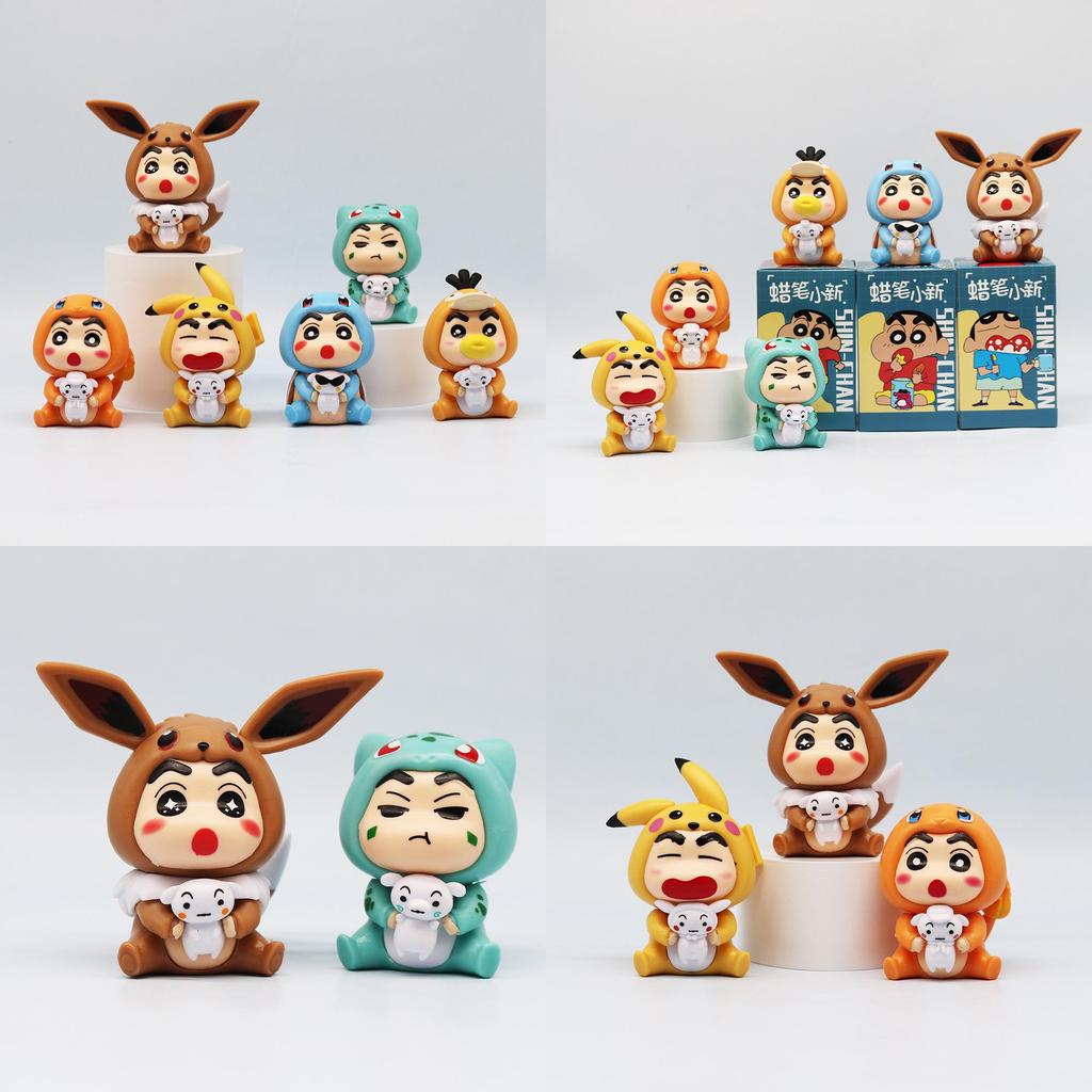 Crayon Shin Chan Pokemon Psyduck Bulbasaur Charmander Design Model Set With Collectible Charm For Anime Fans
