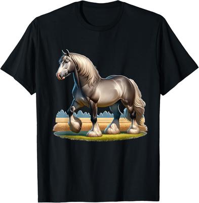 Majestic Belgian Draft Horse Graphic Print Men's Casual Cotton T-Shirt Trip Wear