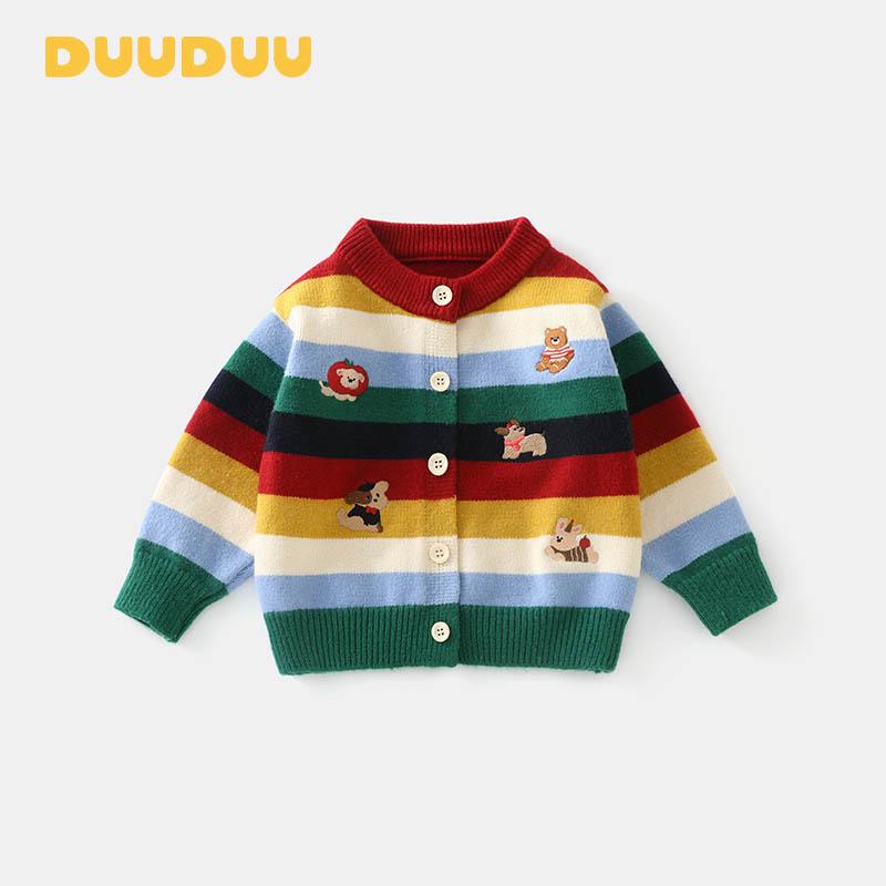 

DUUDUU 2025 Korean Style Infant & Toddler Knit Cardigan – Thickened Autumn/Winter Sweater 90 cm
