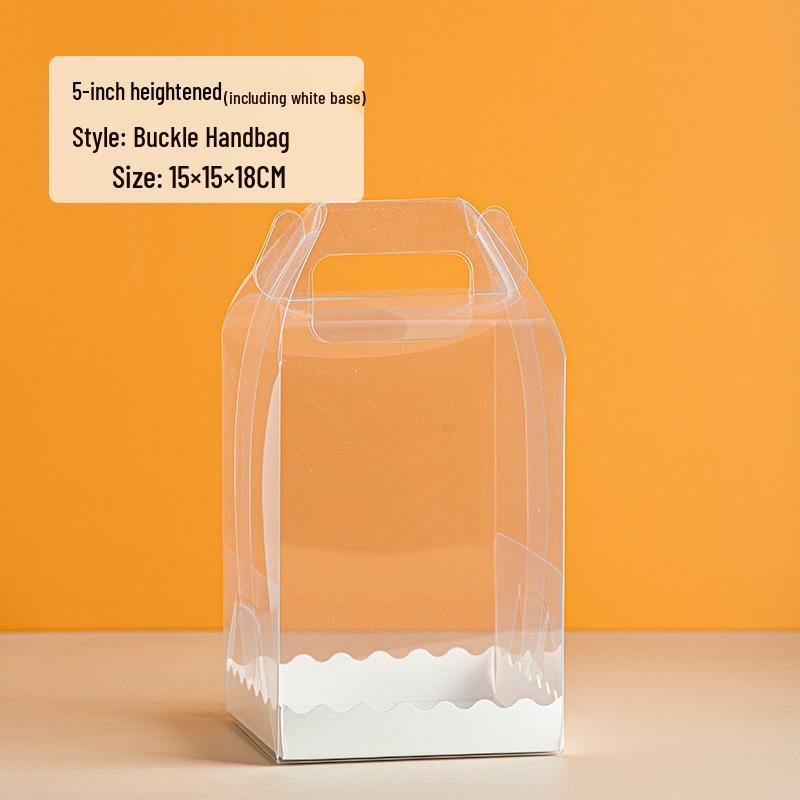 Four-Inch Transparent Cake Box with Handle for 2/3/5/6-Inch Western-Style Pastries