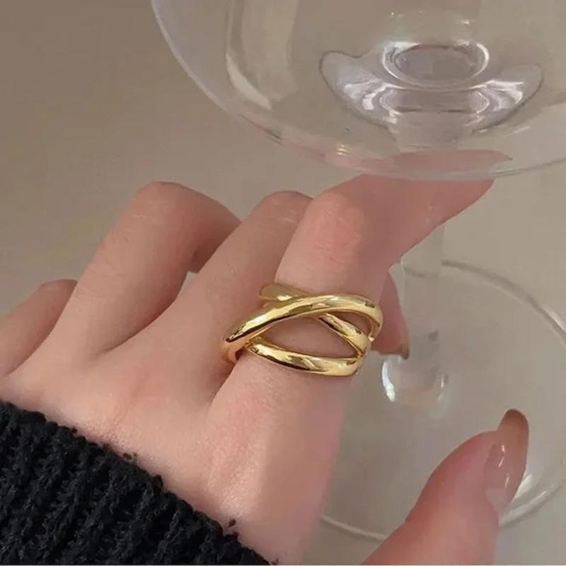 CARLIDANA Personality Simple Stainless Steel Index Finger Ring Fashion Trend Irregular Gold Plated Women Open Ring Jewelry