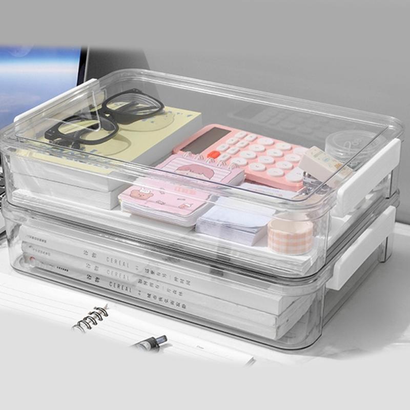 Clear Document Organizers Containers Stackable File Storage Box Filing Box Paper Storage Box Portable File Organizers