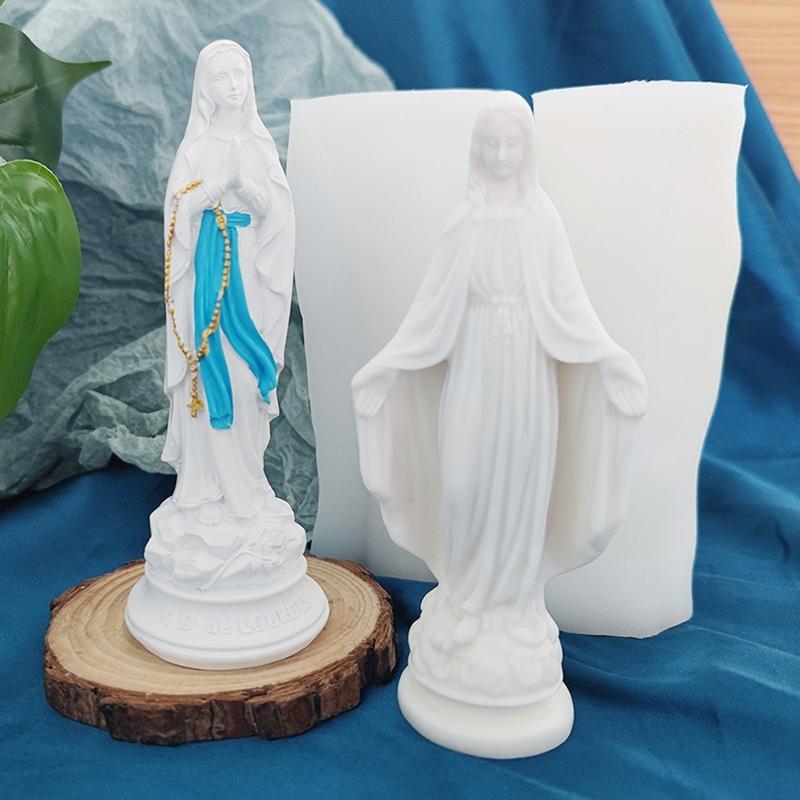 3D Retro Virgin Mary Sculpture Silicone Mold Diy Classical Cake Chocolate Mold Fortune Soap Mould for Godmother Gift