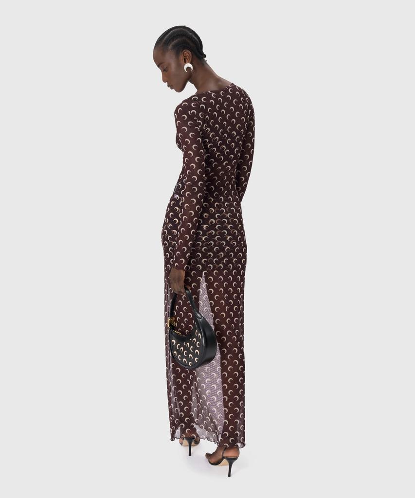 Marine Serre (W) Recycled Moon Mesh Long Dress Brown