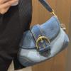 2024 Spring/Summer Women's Retro Blue Denim Shoulder Bag