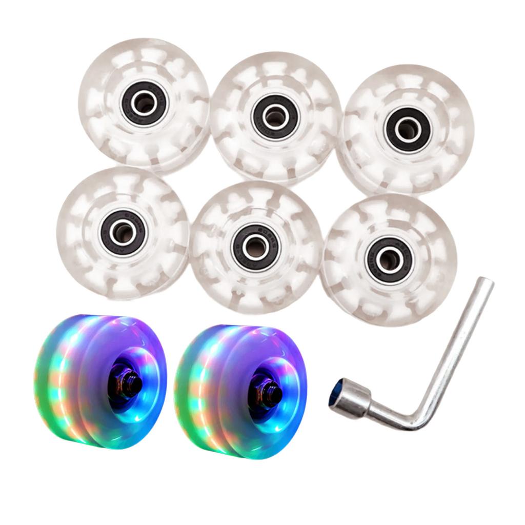 Quads Skate Replacement Wheels with Bearings, Roller Skate Wheels Wear Resistant Wheels for Double Row Skate Skateboard