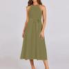 Women's Casual  Round Neck Midi Dress Basic Classic Outdoor Everyday Sleeveless Loose Boho Tie Dress  Summer Beach Sundress