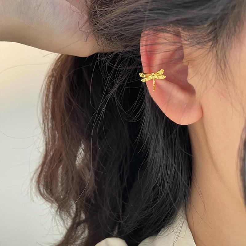 Golden Dragonfly Ear Cuff For Women No Piercing Fashion Luxury Ear Jewelry