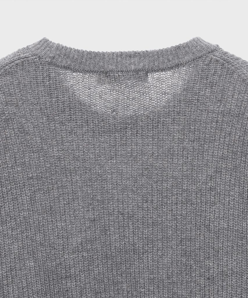 BASIC HOUSE Uni Ribbed Semi-Overfit Round Neck Knit Melange Grey Lwkt7103