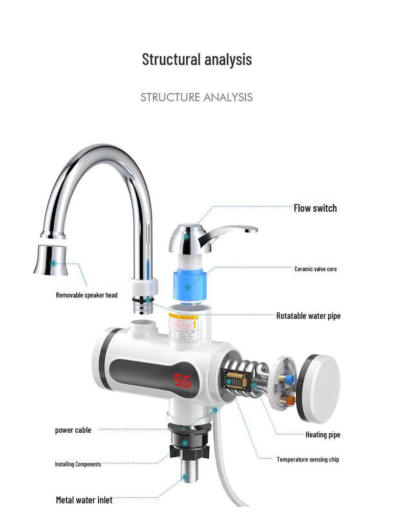 Instant Hot Water Faucet for Kitchen: Quickly Heats for Washing and Dishwashing, Dual Use for Hot/Cold Water.