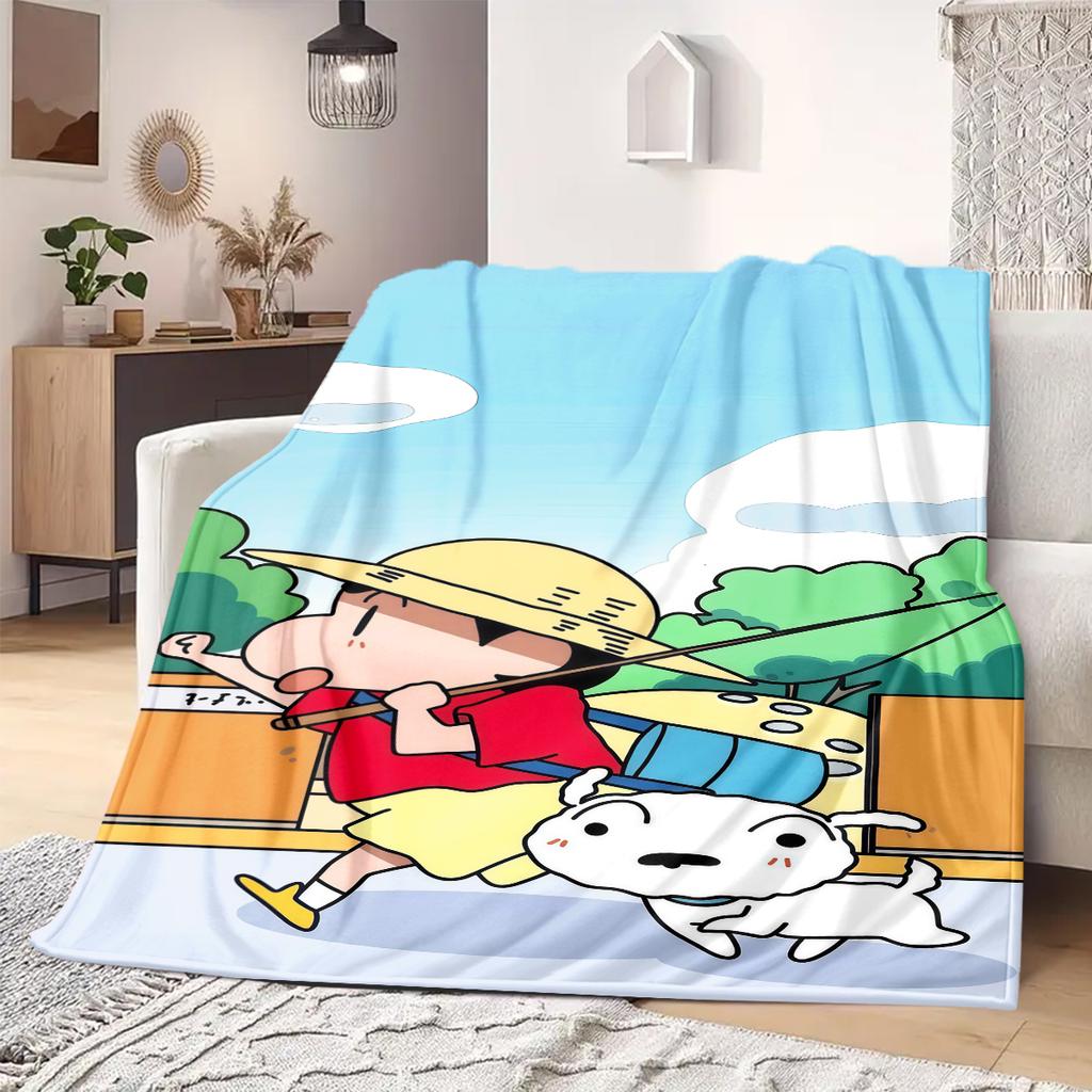 Koc z nadrukiem anime Shinchan Ciepły Komfortowy Koc flanelowy Odpowiedni do sypialni, sof, łóżek, krzeseł, na pikniki, podróże
