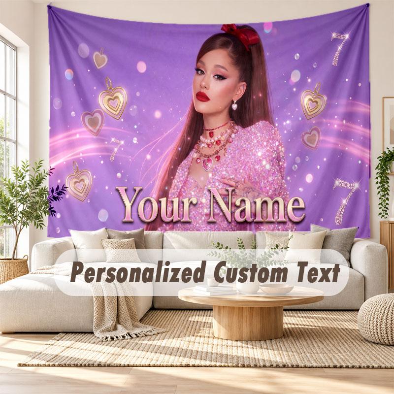 Benutzerdefinierte Namens-Wandbehang-Tapisserie, Ariana Grande Dekorative Hintergrund-Tapisserie für Wohnheim, Zuhause