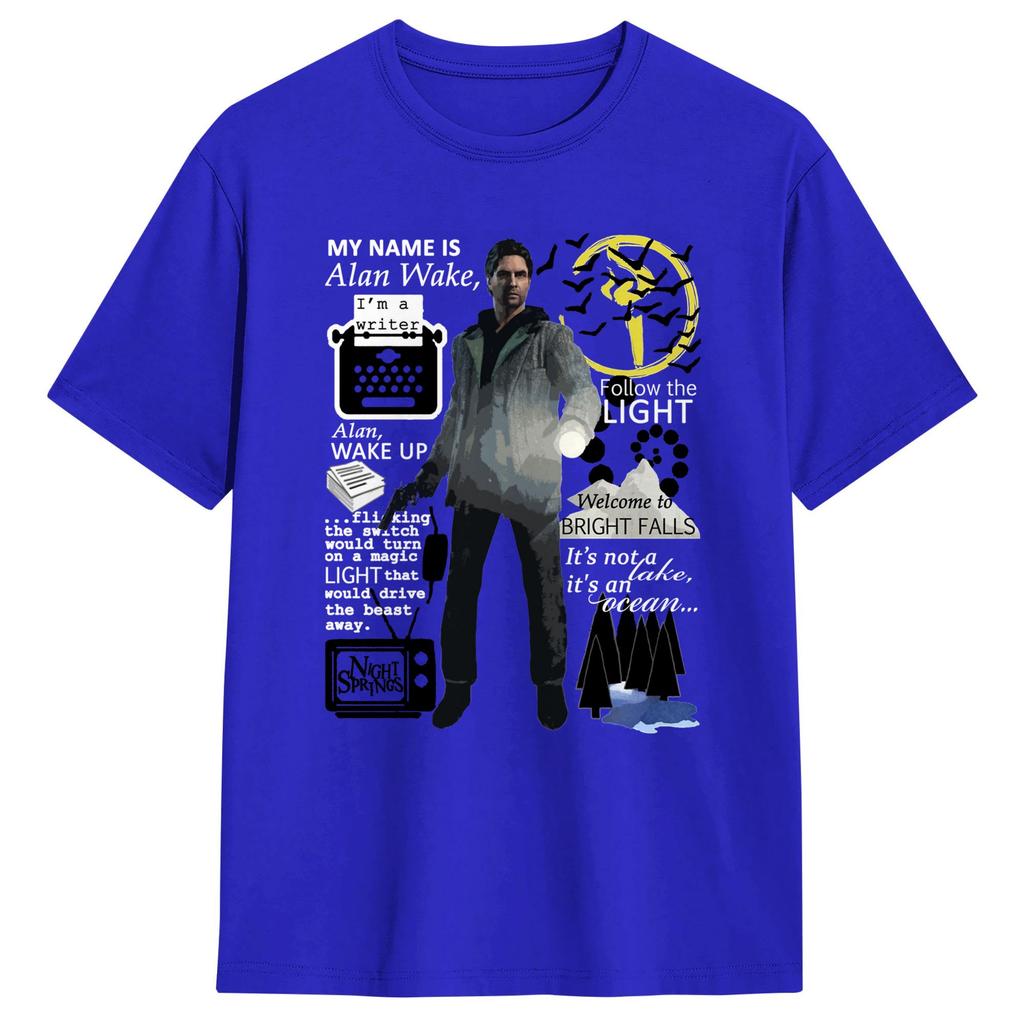 Casual T Shirt Beach Alan Wake Novelty TShirts 100 Cotton Tee Shirt for Men Y2K Basic Short Sleeve Clothing