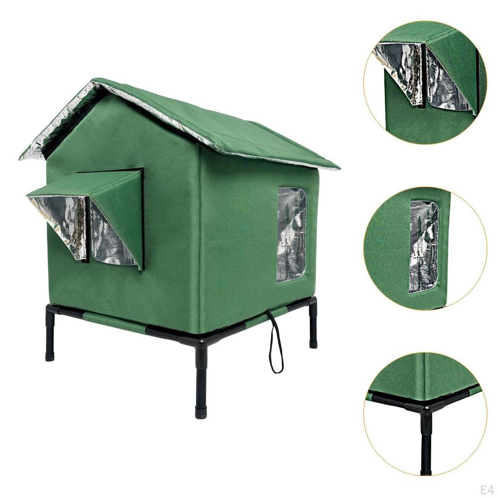 Maison pour Chat d'Extérieur Animal de Compagnie Portable Fournitures Chenil Abri Imperméable avec Surélevé