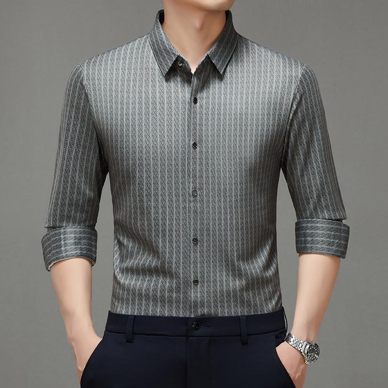 Autumn Men s Long Sleeve Shirt Top Wrinkle-Resistant Business Casual M