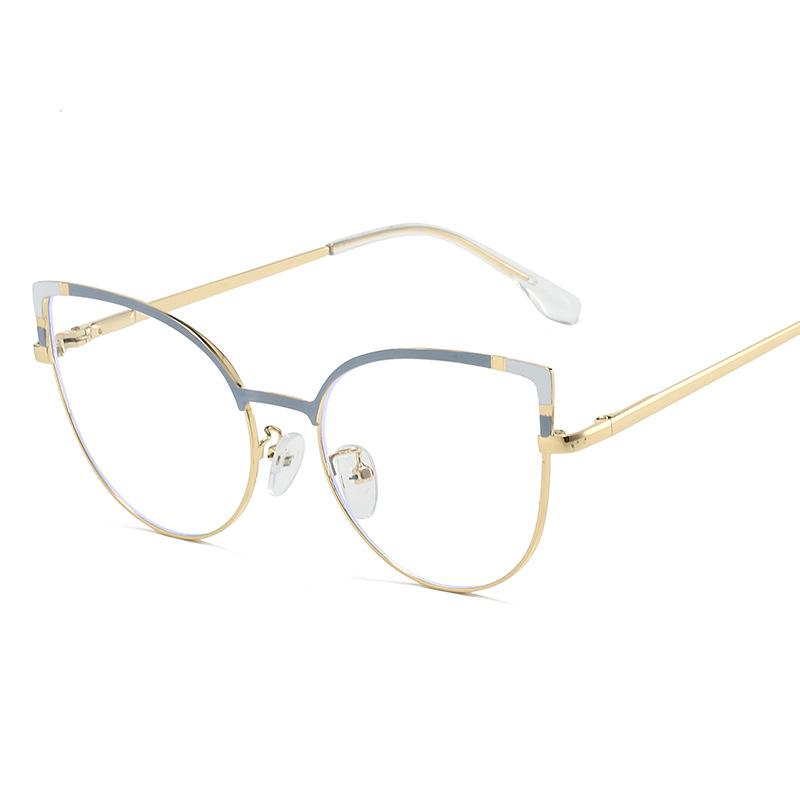 European American Style Frame Glasses Cat Eye Shape Anti Blue Light Glasses Fashion Trendy Decorative Glass