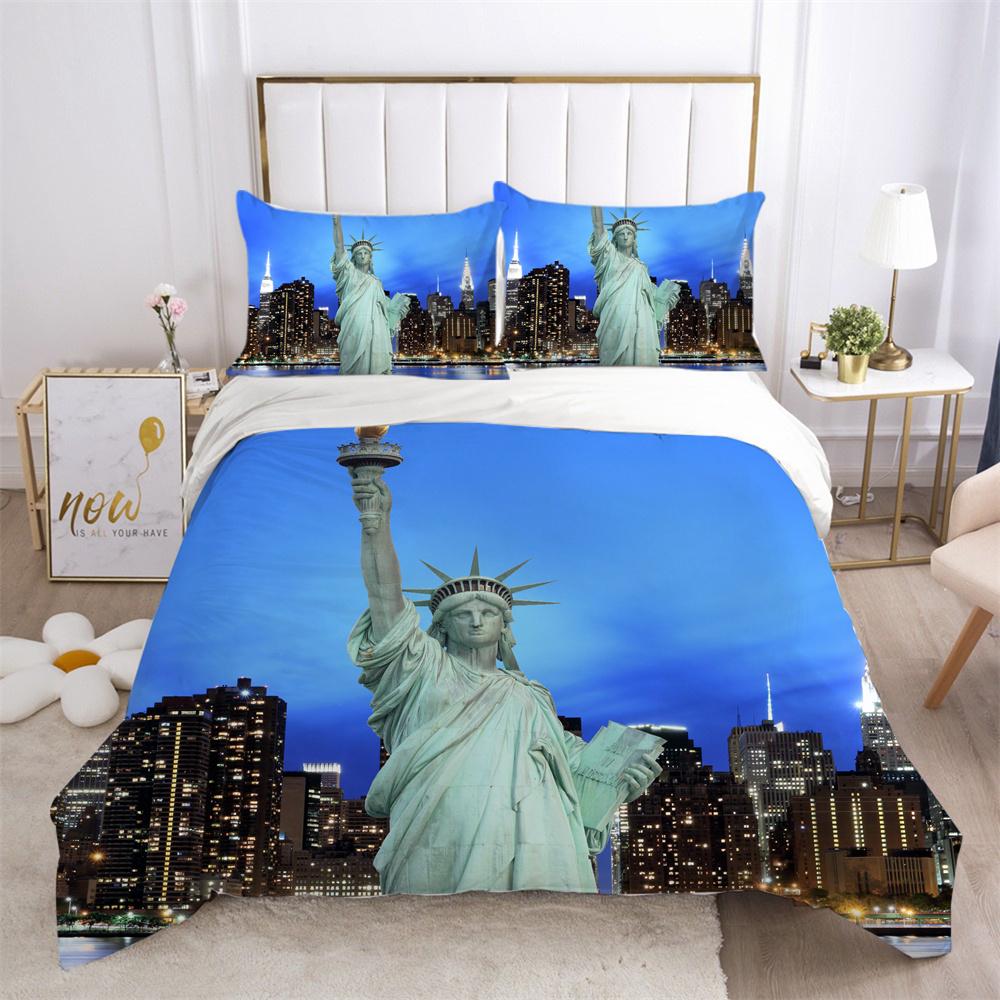 Architectural Printed Bedding Set Microfiber Teens Double Size Bed Set Cover Fashion Highend Home Textiles