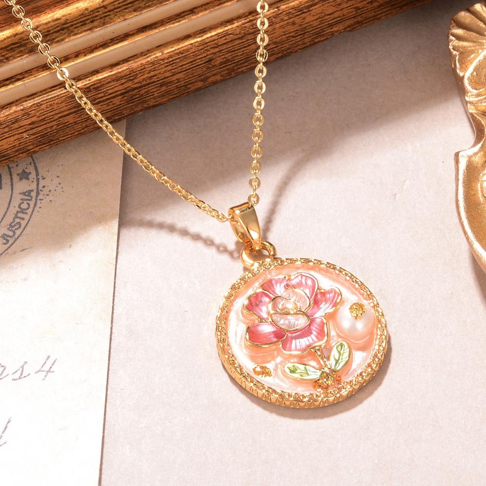 Oil Painting Chinese Style Necklace Fairy Luxury Choker Temperament Pearl Flower Necklace  Women