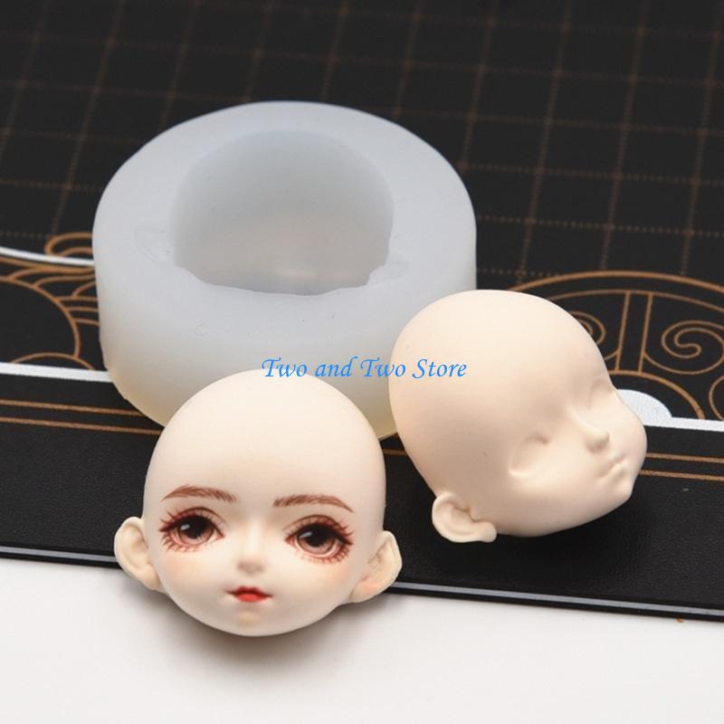 HX6F Doll Head Clay Mould Silicone Face Molds Hand-Making Supplies DIY Crafts Moulds China Mainland