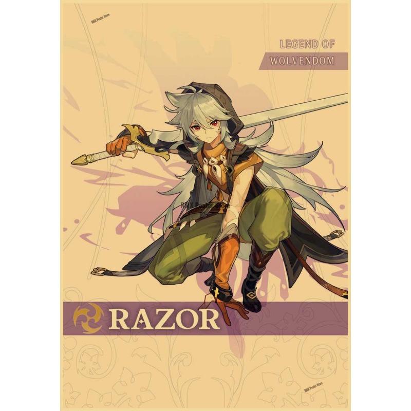 Genshin Impact Cartoon Character Posters Kraft Paper Prints Home Room Decor Study Bedroom Bar Cafe Wall Paintings Wall Stickers