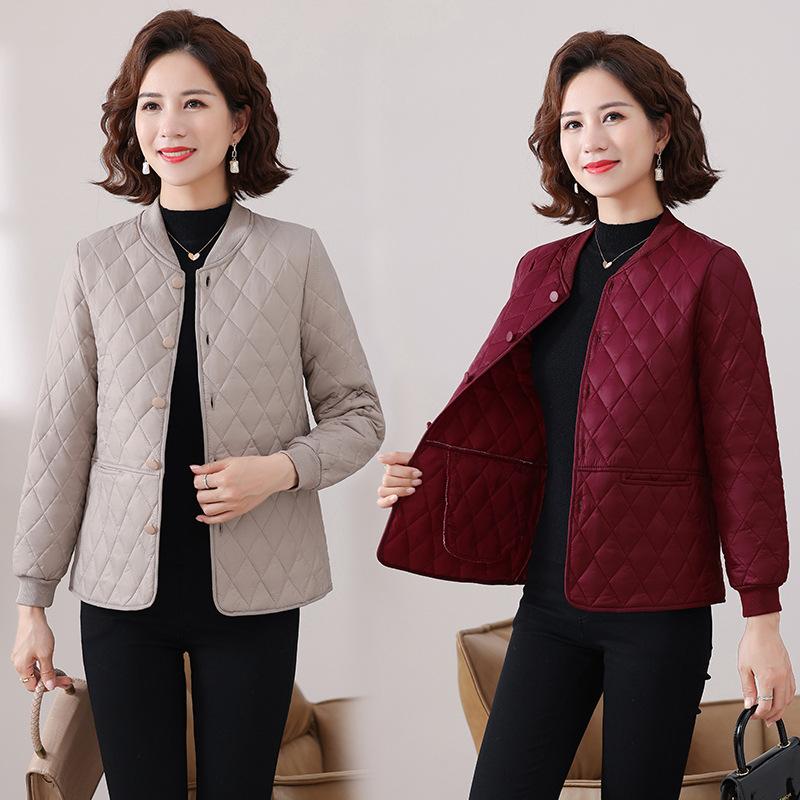 Winter New Short Cotton Clothing Loose Collarless Cotton-padded Jacket Casual Diamond Jacket Cotton-padded Jacket