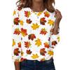Women's Casual Long Sleeve Blouse with Leaves Print Round Neck Top for Everyday Wear