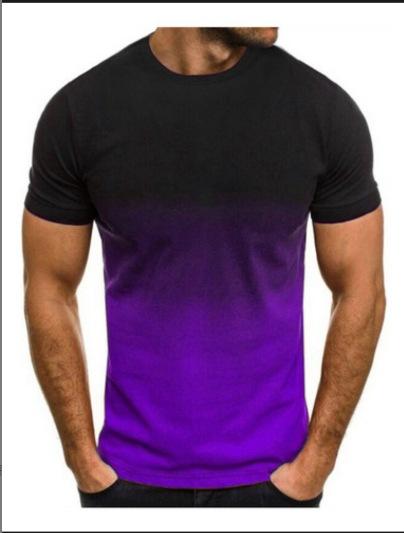 Spring new European and American men's casual sports fashion D gradual change short-sleeved crew neck T-shirt men