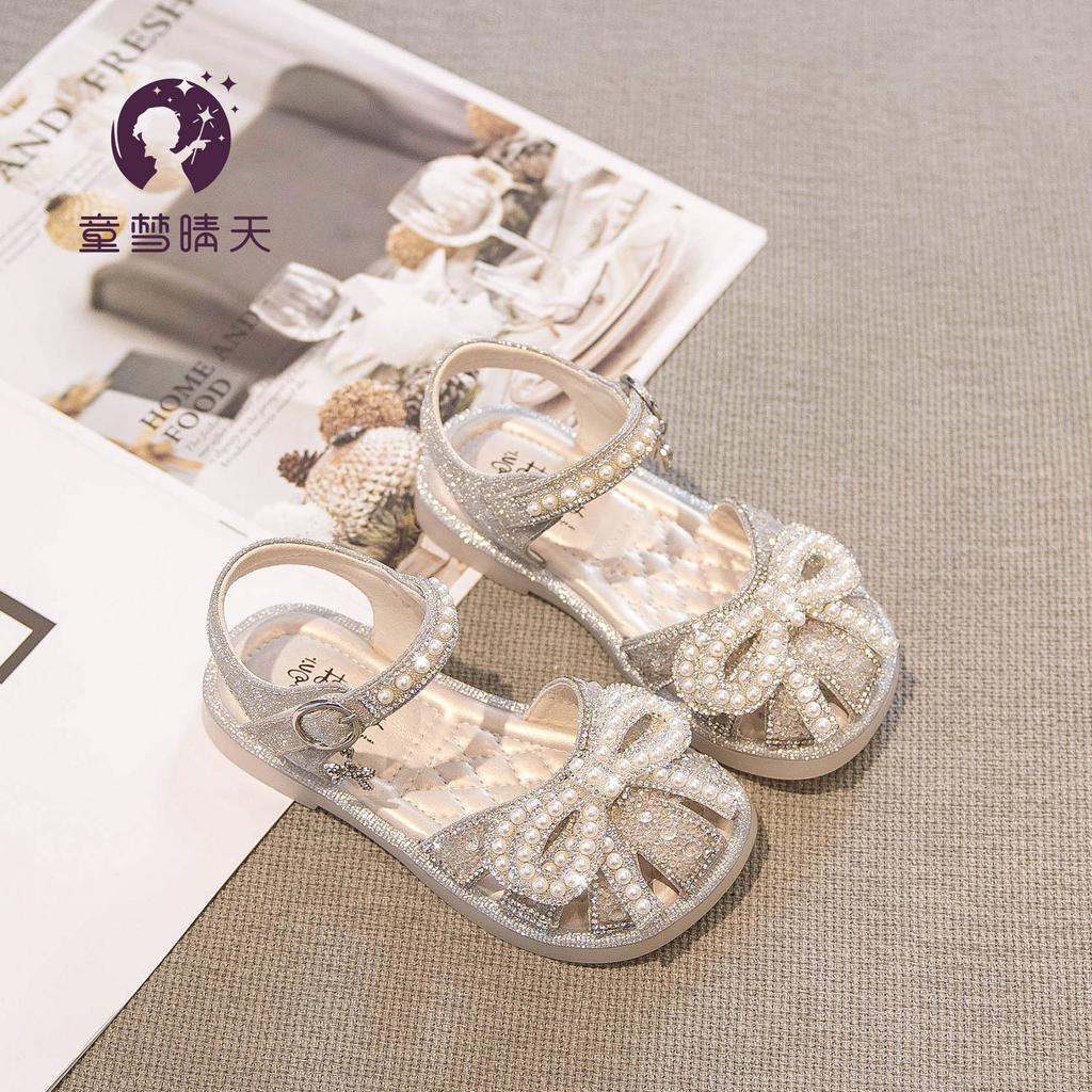 Girls Sandals 2025 Summer New Children's Foreign Princess Sandals Soft Sole Internet Celebrity Girls Summer Middle-aged Children