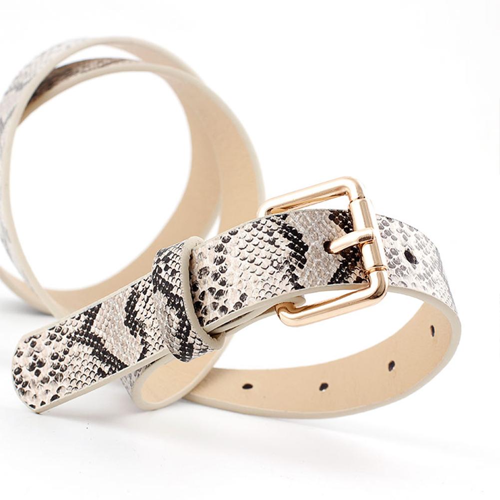 Women Fashion Retro Style All Match Snakeskin Printing Thin Waist Belt