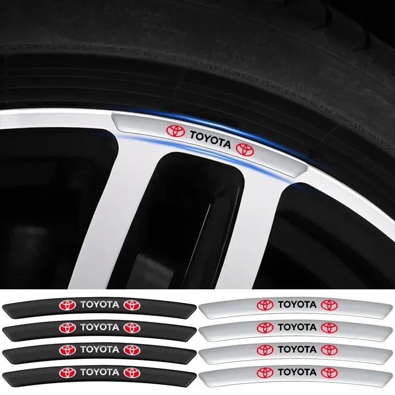 Car Styling Auto Wheel Hub Badge Tire Rim 3D Stickers Accessories For Toyota Chr Corolla Yaris Rav4 E150 E120 Land Cruiser 200