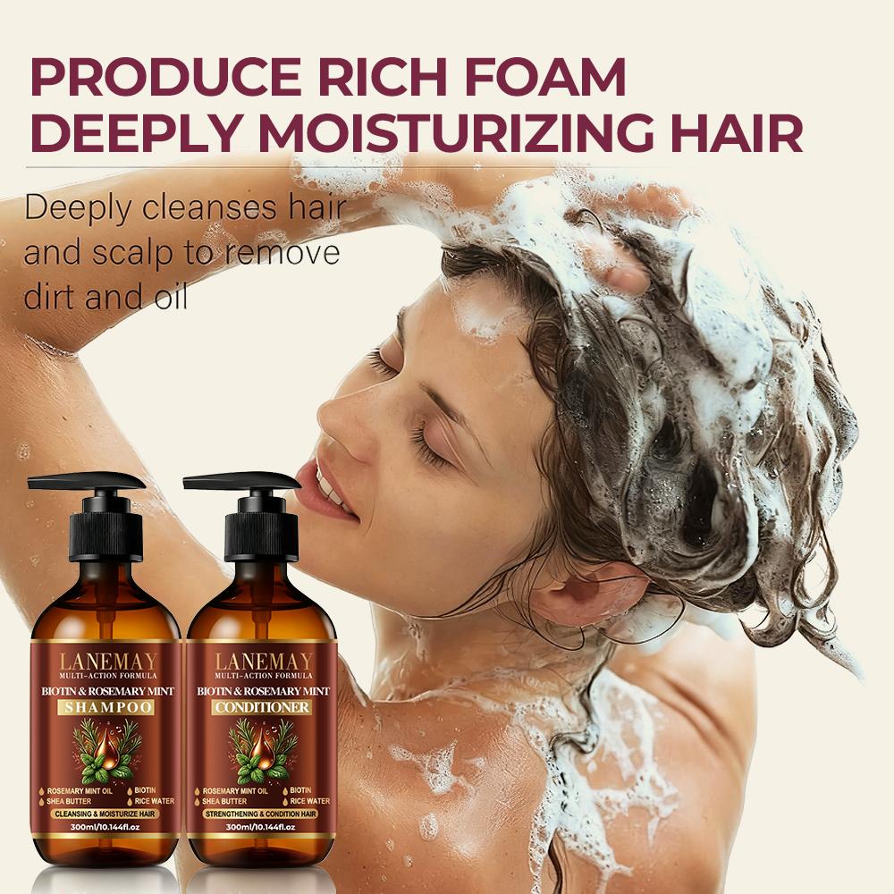 Biotin & Rosemary Mint Shampoo/Conditioner-Gently Cleanses, Nourishes And Purifies Hair & Scalp-Reduce Hair Breakage-300ml+300ml